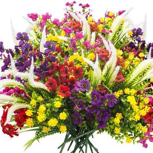 lot 1881 image: Lifelike Artificial Flowers Outdoor UV Resistant, 20-Pack Weatherproof Fade-Resistant Fake Hanging Plants for Garden Porch Decor - Realistic Mixed Colors in Hanging Baskets (Outdoor Use Verified)