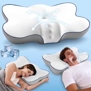 lot 1883 image: Patented Cervical Pillow for Neck Pain Relief, Ultra Cooling Ergonomic Contour Neck Pillow with 3D Ice-Silk Mesh Cover and Oeko-TEX Memory Foam, Orthopedic Pillow for Back Stomach Sleepers (Large)