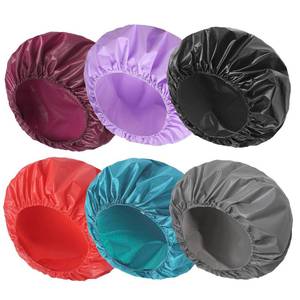 lot 2446 image: 6 PCS Shower Caps for Women, Double Side Waterproof Shower Cap, Reusable Elastic Bath Caps for Shower, EVA Bathing Shower Caps, Bath Hair Caps - BlackPlumTealRedLavenderGray