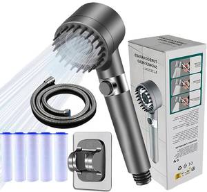 lot 2461 image: 2026New year Filtered Shower, Portable Shower with 3 Spray Modes, Adjustable OnOff Shower Head, with 150cm1.5m Hose, Suitable for Aquarium and Animal Bathing and Rinsing 4-piece set (Grey)