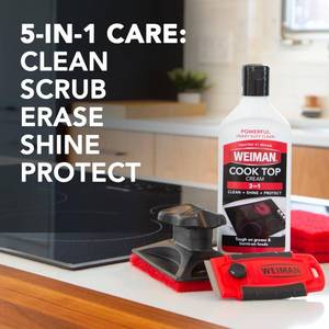 lot 2465 image: Weiman Glass & Ceramic Cooktop, Stove Top & Oven Cleaner Kit �� Kitchen Cleaner Cream, 3 Scrubbing Pads & Scraper for Burnt-On Food & Grease, Clean Shine - Safe for Induction, Electric & Gas Cooktops
