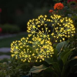 lot 2489 image: FaddishDeal Solar Firework Lights Outdoor, 2 Pack Fairy Lights 160LED with 8 Modes, Warm White Solar Garden Lights for Yard Pathway Lawn Patio Landscape Decor (2pcs Flower Lanterns)