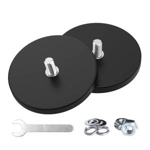 lot 2498 image: Magnetpro 2 Pieces Strong Rubber Coated Mounting Magnets Anti-Scratch & Anti Corrosion, Over 65 LB Adhesive Power, with 14-20 Stainless Steel Male Thread and Nut for PTZ, Camera