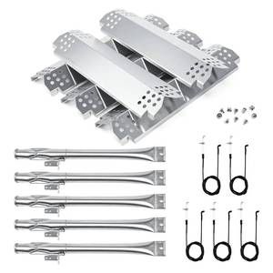 lot 3900 image: Hisencn Grill Replacement for Home Depot Nexgrill 720-0830H, 720-0830D, 720-0783E, 720-0888, BHG 720-0783H Gas Grill Pipe Burner and Stainless Steel Heat Plates Tent Shield Replacement Kit