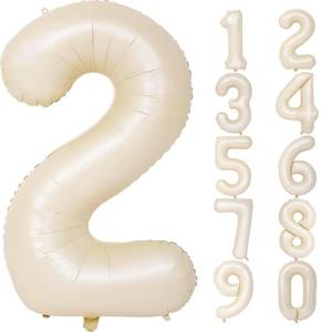 lot 4262 image: Number Balloons for Birthday Decorations - 40 Inch Large Party Balloons 2, Cream Foil Number Balloons for Boys Girls, Balloons for Party Supplies
