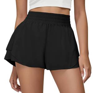 lot 4264 image: FireSwan Running Shorts for Women 2 in 1 High Waisted Quick Dry Butterfly Flowy Athletic Gym Yoga with Pockets Black Small