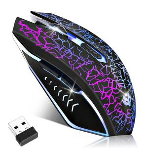 lot 2447 image: LuLabboard Wireless Gaming Mouse, Rechargeable Wireless Computer Mouse, 7-Color LED Light, Ergonomic Mouse with 6 Silent Click Buttons, 3 Adjustable 2400 DPI Wireless Mouse for Laptop,PC,Mac, Black