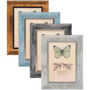 lot 4276 image: XUANLUO 5x7 Picture Frames Set of 4 Rustic Retro Photo Frame with HD Plastic Cover for Wall Mount and Tabletop Display Family Friends Wedding Gift