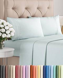 lot 4280 image: Full Size 4 Piece Sheet Set - Comfy Breathable & Cooling Sheets - Hotel Luxury Bed Sheets for Women & Men - Deep Pockets, Easy-Fit, Extra Soft & Wrinkle Free Sheets - Ice Blue Oeko-Tex Bed Sheet Set