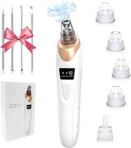 lot 2464 image: Blackhead Remover Vacuum - Professional Blackhead Extractor for Face with 3 Adjustable Suction Levels, USB Rechargeable Pore Cleaner, and 5 Interchangeable Probes (White)