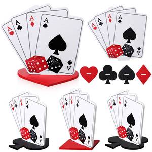 lot 4318 image: Chunful 4 Sets Casino Party Centerpieces Wooden Casino Theme Party Decorations Poker Themed Table Decor Kit for Birthday Game Night Poker Theme Parties Favors