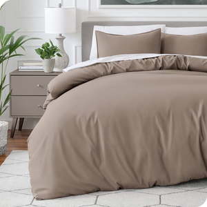lot 3889 image: Bare Home Luxury Duvet Cover and Sham Set - Premium 1800 Collection - Ultra-Soft - KingCal King  Taupe  3-Pieces