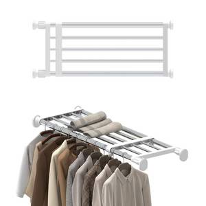 lot 3897 image: Hershii Expandable Shelf Rod Closet System 5-Bar Telescopic Heavy Duty Clothes Hanger Adjustable DIY Storage Organizer Shoe Rack