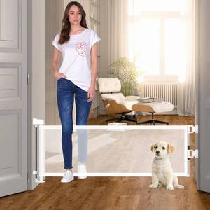 lot 3911 image: 14 H Short Dog Gate - Pet Gates Puppy Gate, Mesh Retractable Step Over Pet Fence, Expands Up to 59 IndoorOutdoor, Small Dog Gates for Doorways & Stairs