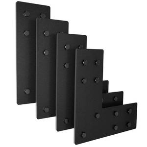 lot 4344 image: 4packs Black L Brackets Corner Brace 90 Degree Right Angle Metal Heavy Duty Angle Bracket for Wood Furniture Shelf Cabinet Repair Support Joint Fastener with Screws 7.5x7.5x3 Large Connector