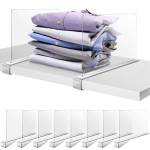 lot 4352 image: Hekmaden 8 Pack Acrylic Shelf Dividers for Closet Organization, Clear Shelf Divider Fits Shelves of 0.4-1 Inch,Purse Organizer for Closet, Shelf Organizer, Closet Organizers and Storage (8)