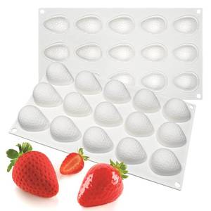 lot 4365 image: mostsom 3D Strawberry Silicone Gummy Mold 15 Cavity Half Strawberry Maker Chocolate Candy Cookie Mould Kitchen Tools