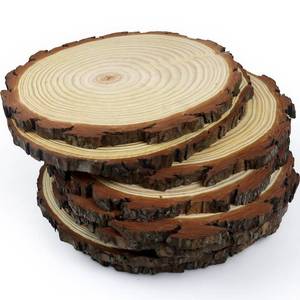 lot 5305 image: Rustic Wood Crafts Natural Wood Slices, Round Centerpiece Decor, Solid Wood, 10-11 Inch Diameter, Set of 10, for Events, Weddings, DIY Projects