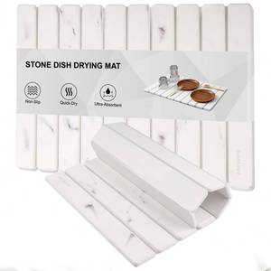lot 5310 image: Stone Drying Mat for Kitchen Counter, 24(L)�16(W), Collapsible Quick Dry Stone Dishes Mats, Absorbent Diatomaceous Earth Mats for Kitchen, Bathroom