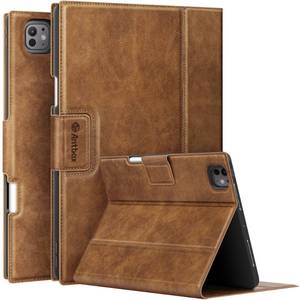 lot 6380 image: Antbox for iPad Pro 13 Inch Case M5 2025M4 2024, Built-in Pencil Holder, Supports Pencil Pro(USB-C), Auto SleepWake Function PU Leather (Brown)