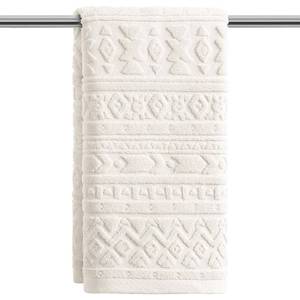 lot 6382 image: Artoid Mode 1 Pc White 3D Geometric Design Jacquard Hand Towels for Bathroom, 100% Cotton Soft Absorbent Bathroom Decor Towels, 13.7 x 29.5 Inch