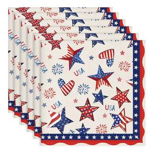 lot 6385 image: Arquiel 4th of July Independence Day Patriotic Napkins, 18�18 Inch Dinner Cloth Napkins Set of 6, Washable Cotton Soft Absorbent Square Table Top Decoration for Dining Kitchen Party Wedding