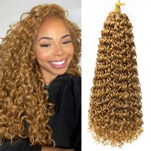 lot 4305 image: 8 Packs Curly Crochet Hair 18 Inch GOGO Curl Crochet Hair for Black Women Long Deep Water Wave Beach Curl Pre looped Synthetic Bohemian Crochet Braids Braiding Hair Extensions (18 Inch, #27)
