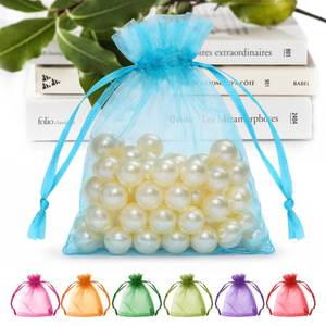 lot 4307 image: ANZNKU 50 Pack Organza Bags 3x4 Inch, Small Mesh Bag Drawstring Little Gift Bags for Baby Shower, Party Favors, Easter Gifts, Mothers Day(Lake Blue)