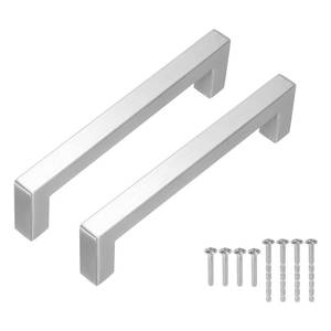 lot 6391 image: uxcell 2 Pcs Silver Cabinet Pulls, 5.5 Inch Square Pulls Stainless Steel Drawer Handle for Kitchen Cupboard Dresser Drawer Decor