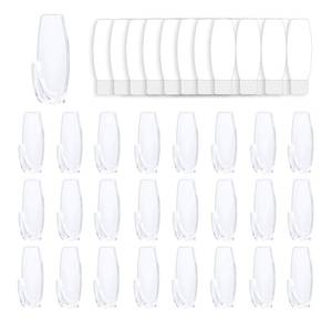 lot 6397 image: 25 Large Wall Hooks for Hanging Heavy Duty, with 32 Removable Strips, Clear Hanger Hooks, Damage-Free Utility Hooks with Adhesive Strips, Plastic wall Hook for Key, Shower, Towel, Coat, Door, Hat.
