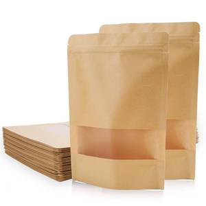 lot 6411 image: Kingrol 100 Count 7 x 10.25 Inch Kraft Paper Bags with Resealable Lock Seal Zipper &Transparent Window, Stand Up Food Bags