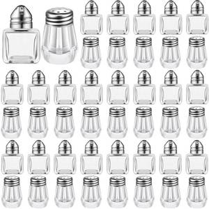 lot 6439 image: Zopeal 50 Set Mini Salt and Pepper Shakers Small Bulk Clear Individual Seasonings Tiny Spice Shakers for Kitchen Wedding Picnic, 2 Styles(Silver Lids)