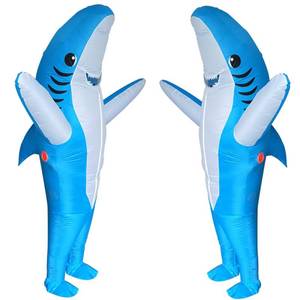 lot 9768 image: Poptrend Adults Inflatable Halloween Costumes Blow Up Shark Costume for Halloween, Birthday Gift Cos Play Party (2 packsBlueBlue)