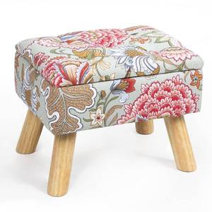 lot 9769 image: Round Storage Ottoman with Reversible Tray Lid, 12.7 W x 10.6 H Upholstered Footrest Pouf with Anti-slip & Scratch-resistant Foot Pads, Stain-Resistant Fabric Pouf, for Living Room, Bedroom, Dorm