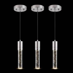 lot 9777 image: JULiN HOME Brushed Nickel Pendant Lights Kitchen Island, Crystal Bubble Pendant Lights, Adjustable Modern Pendant Light Fixtures for Dining Living Room Bedroom 3 Pack