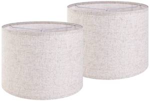 lot 9795 image: Large Drum Lamp shades Set of 2 Oatmeal Linen Lampshade 16 Top x 16 Bottom x 10 High (Spider) Farmhouse Lampshade for Table & Floor Lamp - Lampshades Replacement By GO&SO