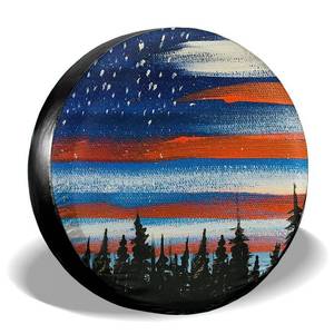 lot 10191 image: Spare Tire Cover Waterproof Sun Protection Fit for Trailers, RV, SUV, Off-Road Vehicle, Camper, and Trucks Black (16 for tire Diameter 29.92-31.1)
