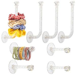lot 10193 image: QUPIVA 8Pcs Headband Holder Stand Scrunchie Organizer, Girls Hair Accessories Organizer Storage for Headband Hairband Hair Ties, Acrylic Clear Glitter Adhesive Scrunchy Holder Scrunchie Tower Storage