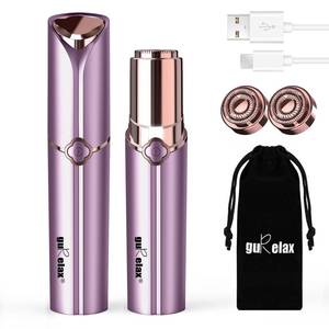 lot 10205 image: Facial Hair Removal for Women �� Painless Facial Hair Remover & Hair Removal Device for Lips, Chin & Peach Fuzz, As Seen on TV, Rechargeable with 2 Replacement Heads & LED Light