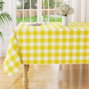 lot 6471 image: misaya Rectangle Waterproof Vinyl Table Cloth, Buffalo Flannel Backed Tablecloth, Wipeable Plastic Table Cover for Dinner, Kitchen, Outdoor (60 x 120, Yellow and White)