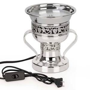 lot 10224 image: Xisakaca Electric Incense Burner, Arabian Style Electric Incense Holder, Middle Eastern Tabletop Decorative Censer for Yoga Spa Home Office Christian Church Decor, US Plug (Silver)