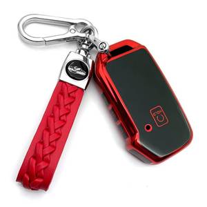 lot 10226 image: Creativity Suitable for Kia key cover. Beautiful TPU Key Case Compatible with Seltos Soul Telluride Sorento NIRO K5 Cerato Sportage Forte Ceed 45 Buttons Smart Remote Key (Red Combination)