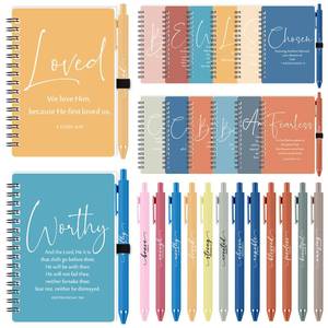 lot 6485 image: Kosiz 12 Sets Christian Gifts Bulk Christian Notebooks with Pens Inspirational Prayer Journals Bulk A6 Spiral Small Notepads for Women Men Church Members Bible Study Groups (Bright Color)
