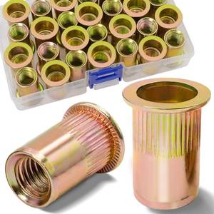 lot 6497 image: Vifmy 12-13 UNC Rivet Nut, 19Pcs Zinc Plated Finish Carbon Steel Flat Head Threaded Insert Nutsert Kit