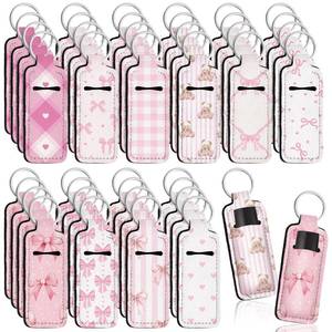 lot 10244 image: Quelay 40 Pcs Pink Lipstick Holder Keychain Bulk Preppy Bow Lip Gloss Sleeve Lip Balm Holder Gifts for Women(Bow Bear)