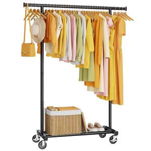 lot 9773 image: HYSEYY Clothes Rack, Clothing Rack for Hanging Clothes, Rolling Garment Rack Sturdy Coat Rack Portable Wardrobe Rack Metal Closet Rack for Bedroom Laundry Living Room, Black