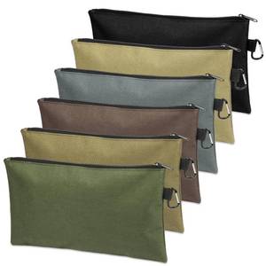 lot 10265 image: COIDEA Tool Bag Zipper Pouch, Premium Tool Pouch, Utility Multipurpose Storage Organizer Tool Pouches with Carabiner Metal Zipper for Tools (6 Pack, Tan, Navy Green, Black, Light Brown, Grey, Mocha)