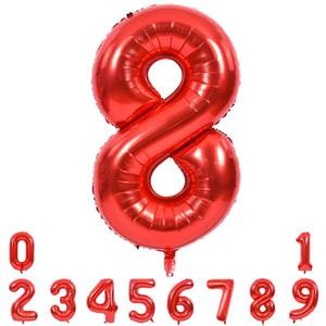 lot 10266 image: TONIFUL 40 Inch Red Large Numbers Balloons 0-9, Number 8 Digital 8 HeliumFoil Mylar Big Number Balloons for 2026 Mothers Day New Year Eve Graduation Valentines Day Birthday Party Anniversary Party