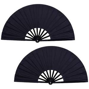 lot 10270 image: DYMSUP Black Large Folding Hand Fan, 2 Pcs Big Loud Clack Fan Vintage Festival Chinese for Men Women Dance Bridgerton Tea Party Decorations, 13 x 25 Inches