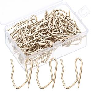 lot 10279 image: Outus 58 Pack Metal Curtain Hooks Pin On Drapery Hooks 1.2 x 1 Inch for Window,Door,Shower Curtain (Champagne Gold)